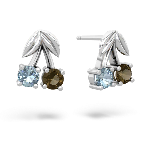 aquamarine-smoky quartz cherries earrings