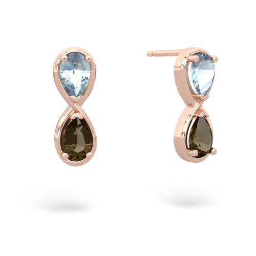 aquamarine-smoky quartz infinity earrings