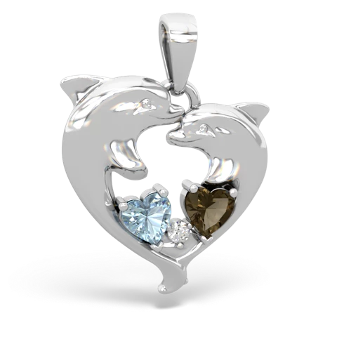 aquamarine-smoky quartz dolphins pendant