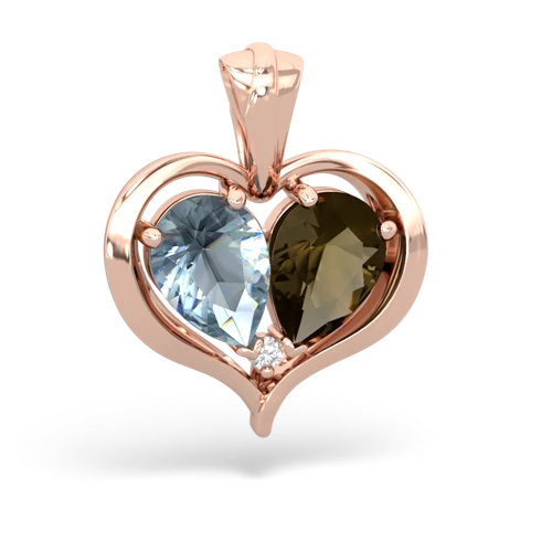 aquamarine-smoky quartz half heart whole pendant