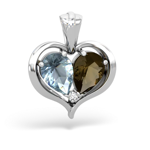 aquamarine-smoky quartz half heart whole pendant