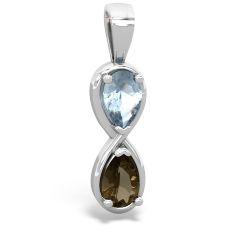aquamarine-smoky quartz infinity pendant
