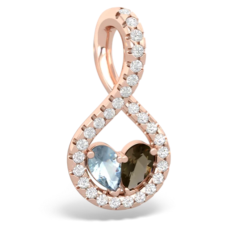 aquamarine-smoky quartz pave twist pendant