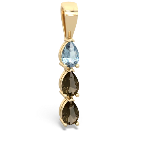 aquamarine-smoky quartz three stone pendant