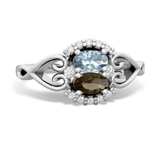 aquamarine-smoky quartz antique keepsake ring