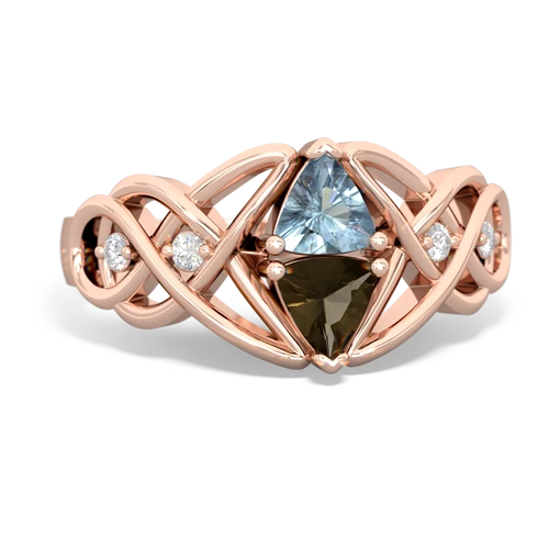 aquamarine-smoky quartz celtic knot ring