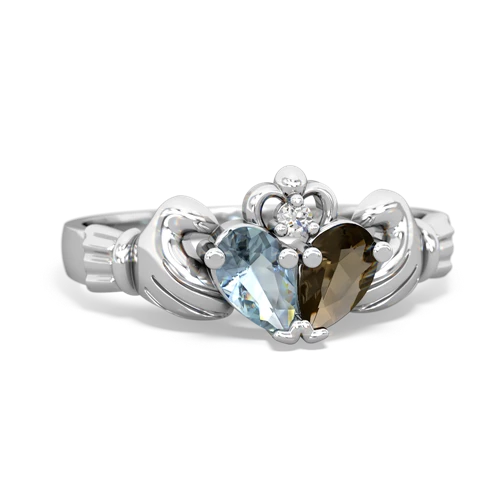 aquamarine-smoky quartz claddagh ring