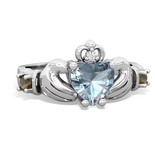 aquamarine-smoky quartz claddagh ring