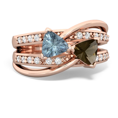 aquamarine-smoky quartz couture ring