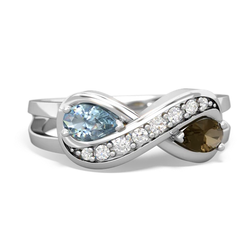 aquamarine-smoky quartz diamond infinity ring
