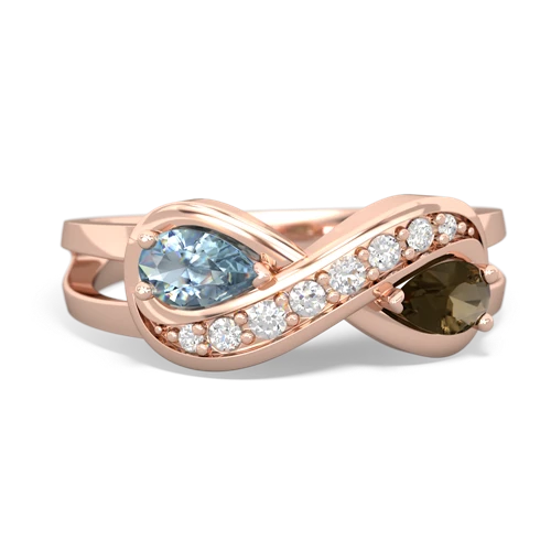 aquamarine-smoky quartz diamond infinity ring