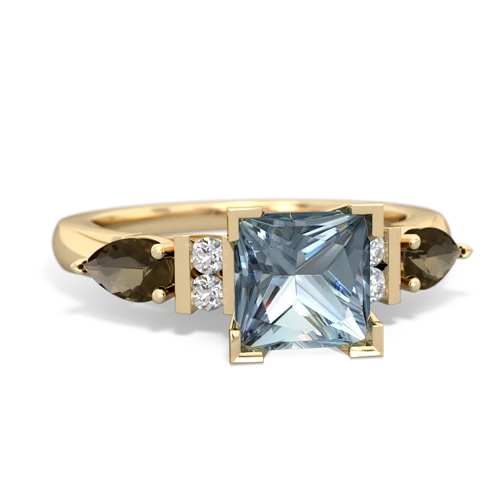 Aquamarine Genuine Aquamarine with Genuine Smoky Quartz and Genuine Amethyst Engagement ring Ring