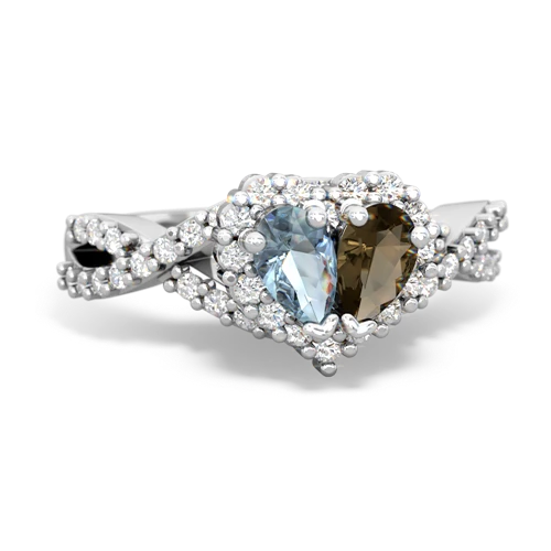 aquamarine-smoky quartz engagement ring