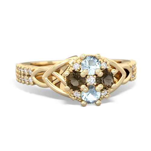 aquamarine-smoky quartz engagement ring