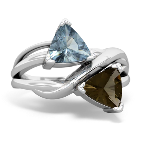 aquamarine-smoky quartz filligree ring