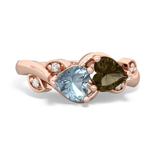 aquamarine-smoky quartz floral keepsake ring
