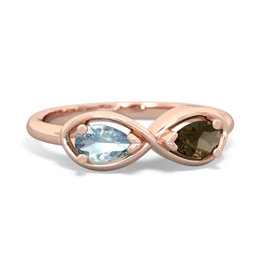 aquamarine-smoky quartz infinity ring
