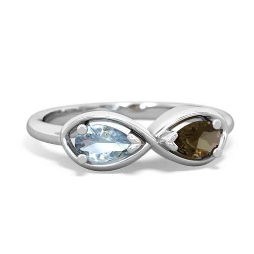 aquamarine-smoky quartz infinity ring