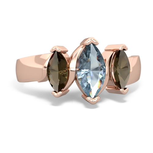 aquamarine-smoky quartz keepsake ring