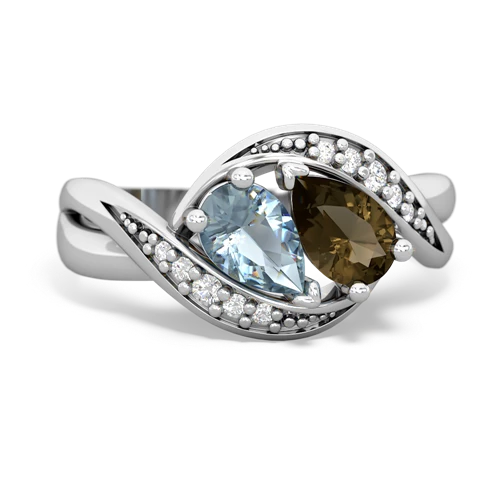 aquamarine-smoky quartz keepsake curls ring