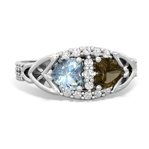 aquamarine-smoky quartz keepsake engagement ring