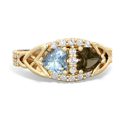 aquamarine-smoky quartz keepsake engagement ring