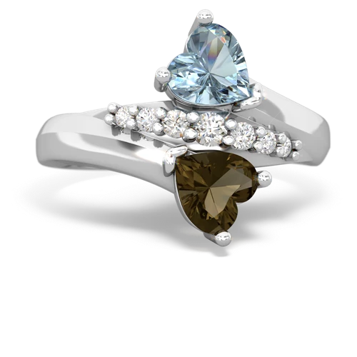 aquamarine-smoky quartz modern ring