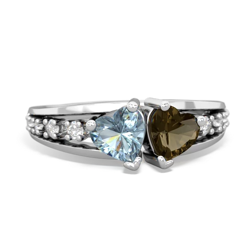 aquamarine-smoky quartz modern ring