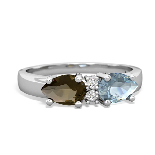 aquamarine-smoky quartz timeless ring