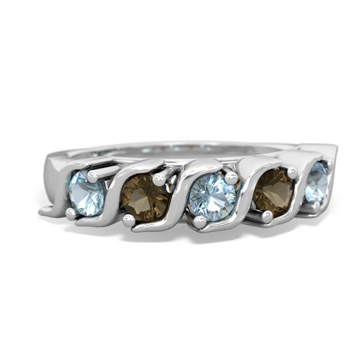 aquamarine-smoky quartz timeless ring