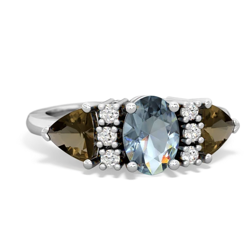 aquamarine-smoky quartz timeless ring