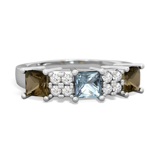 aquamarine-smoky quartz timeless ring