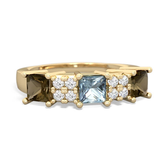 aquamarine-smoky quartz timeless ring