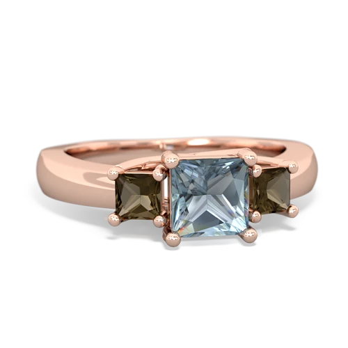 aquamarine-smoky quartz timeless ring