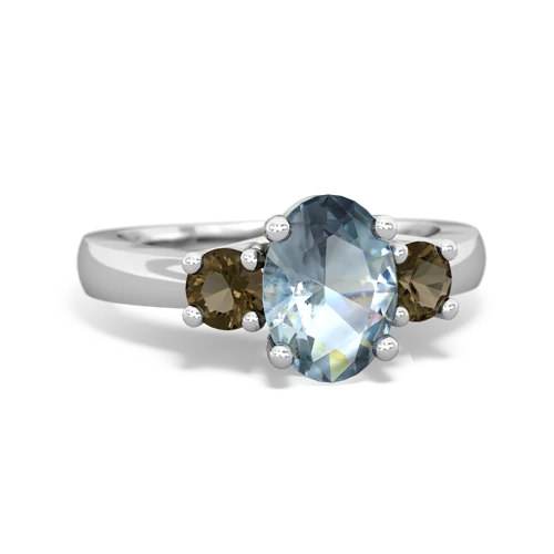 aquamarine-smoky quartz timeless ring