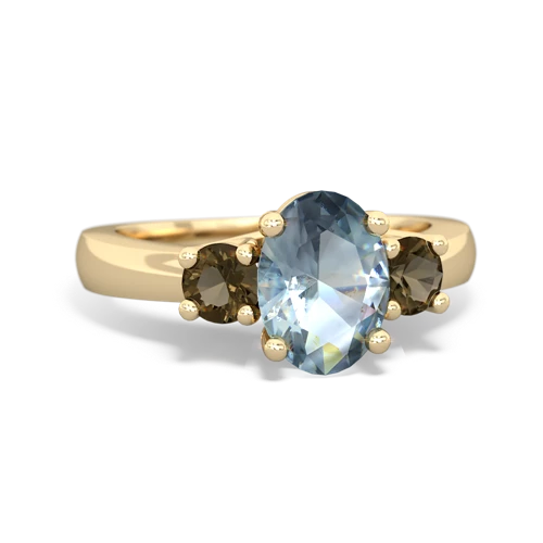 aquamarine-smoky quartz timeless ring