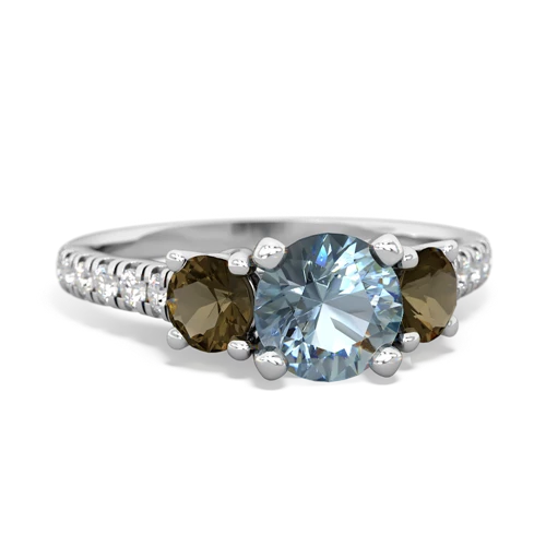 aquamarine-smoky quartz trellis pave ring