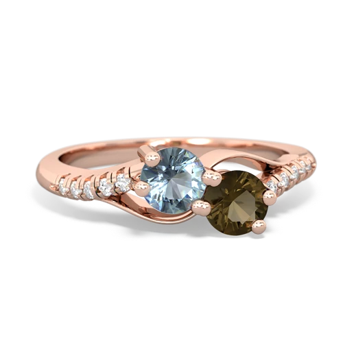 aquamarine-smoky quartz two stone infinity ring