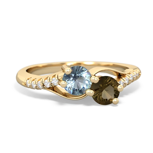 aquamarine-smoky quartz two stone infinity ring