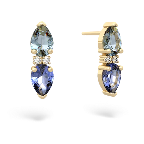 aquamarine-tanzanite bowtie earrings