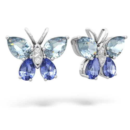 aquamarine-tanzanite butterfly earrings