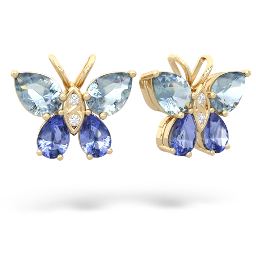aquamarine-tanzanite butterfly earrings