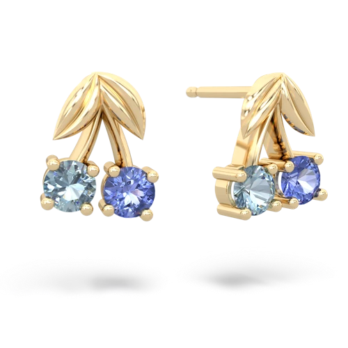 aquamarine-tanzanite cherries earrings