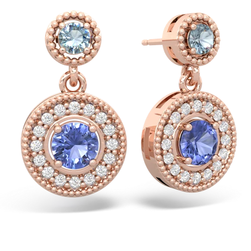 aquamarine-tanzanite halo earrings