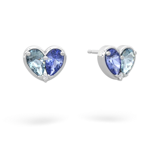 aquamarine-tanzanite one heart earrings
