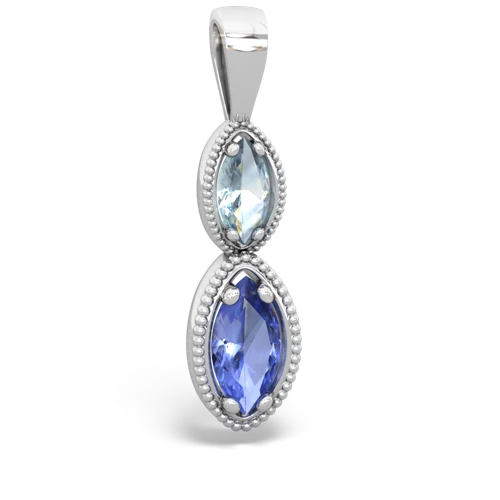 Aquamarine Genuine Aquamarine with Genuine Tanzanite Antique-style Halo pendant Pendant