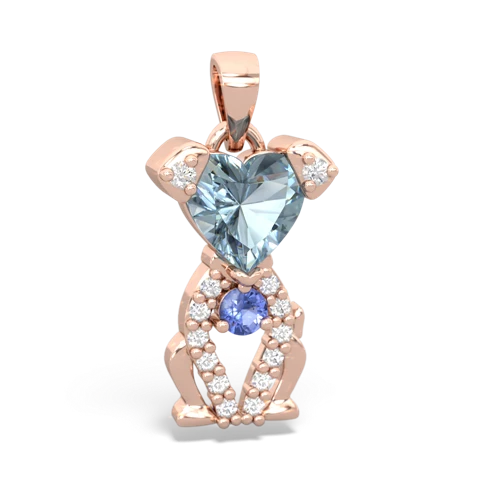 aquamarine-tanzanite birthstone puppy pendant