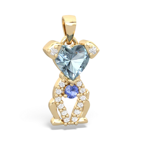 aquamarine-tanzanite birthstone puppy pendant