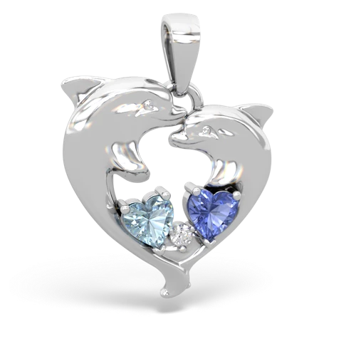 Aquamarine Genuine Aquamarine with Genuine Tanzanite Dolphin Heart pendant Pendant