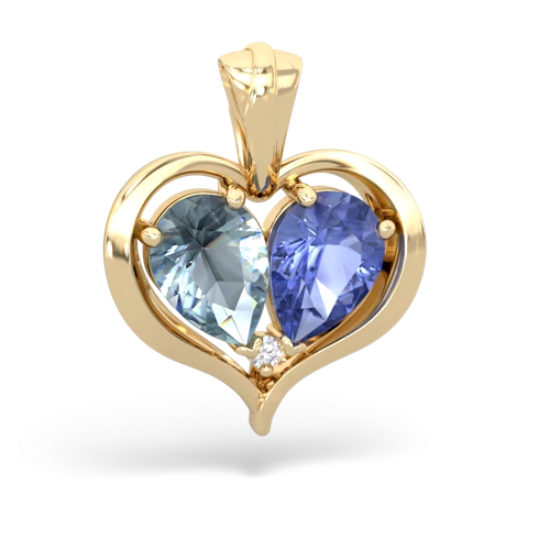 aquamarine-tanzanite half heart whole pendant
